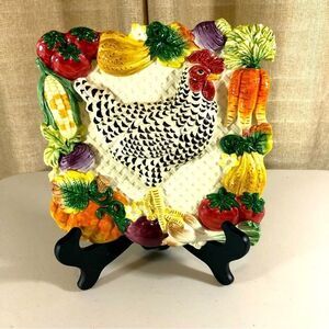 Fitz and Floyd 1970’s vintage decorative rooster and vegetable plate